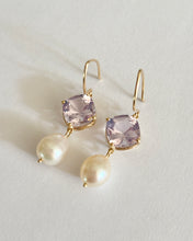 Load image into Gallery viewer, Lavender Quartz and Pearl Earrings
