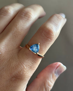 Blue Sapphire Trillion Ring