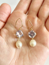 Load image into Gallery viewer, Lavender Quartz and Pearl Earrings
