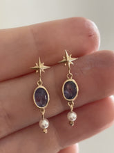 Load and play video in Gallery viewer, Tanzanite and Pearl Star Stud Earrings
