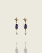 Load image into Gallery viewer, Tanzanite and Pearl Star Stud Earrings
