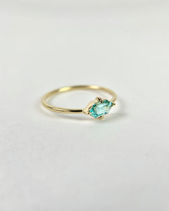 Teal Tourmaline Elongated Hexagon Ring